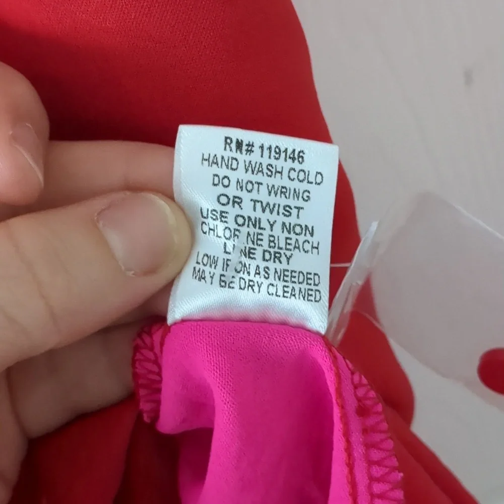 Neon Pink and Red Button-Up Dress | Small | NWT - Picture 6 of 8